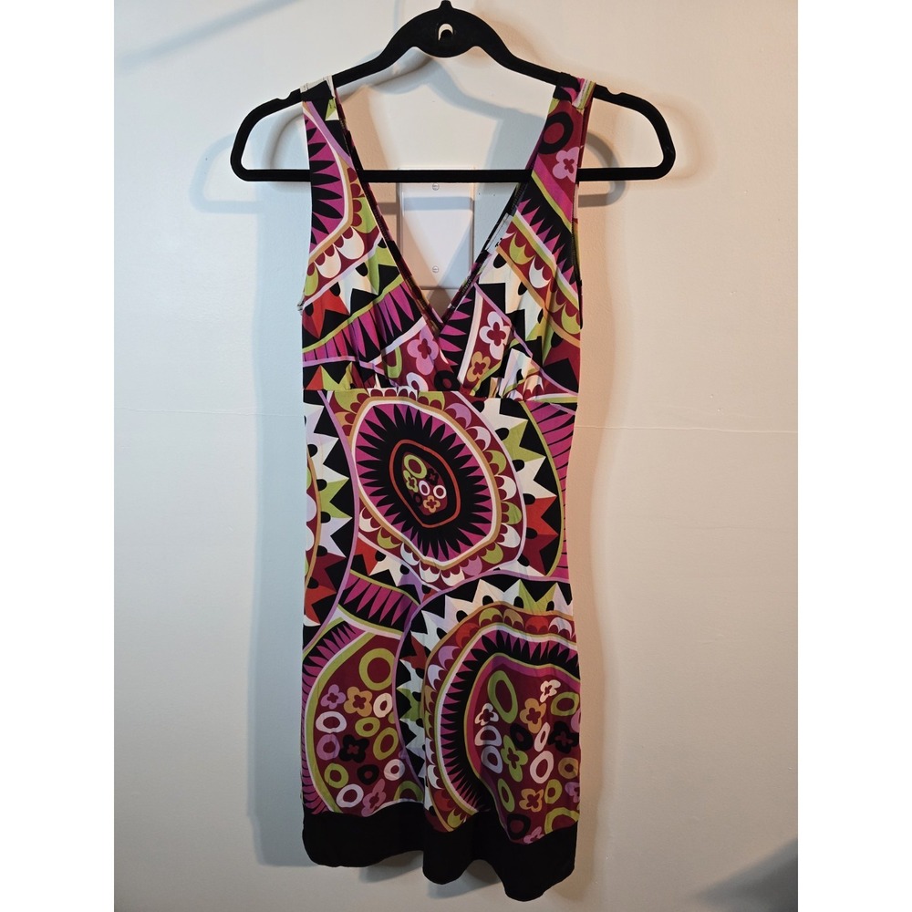 Vintage Taboo Y2K Psychedelic Mod Mini Dress Geometric Print Women's Small